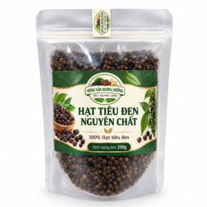Hạt Tiêu Đen Sạch Nguyên Chất – Túi Zipper 250g