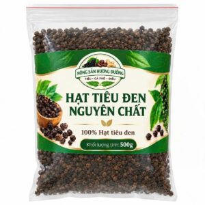 Tiêu Đen Hạt Sạch Nguyên Chất – Black Pepper- Túi 500g