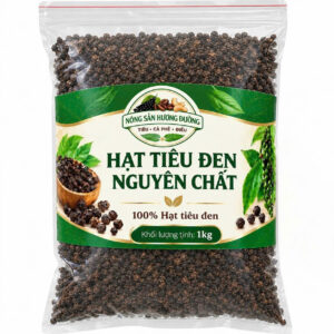 Tiêu Đen Hạt Sạch Nguyên Chất – Black Pepper - Túi 1kg